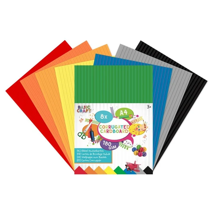 Colored Corrugated Paper A4 - Set of 8