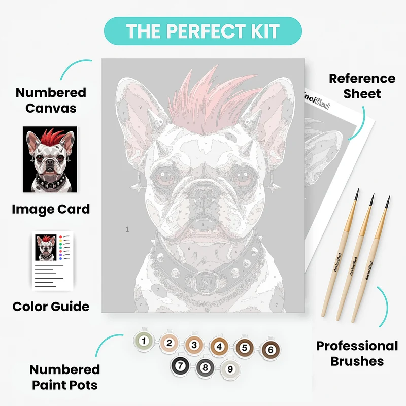 Punk Rock French Bulldog - Paint by Numbers Kit
