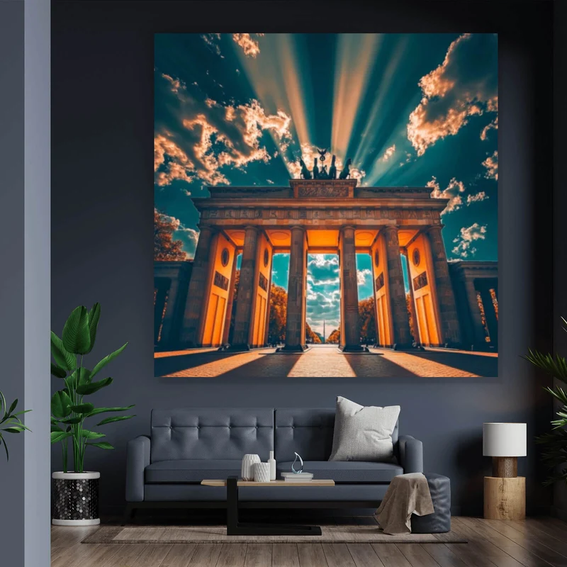 Acrylglasbild Beeindruckendes Wahrzeichen im Sonnenlicht Quadrat