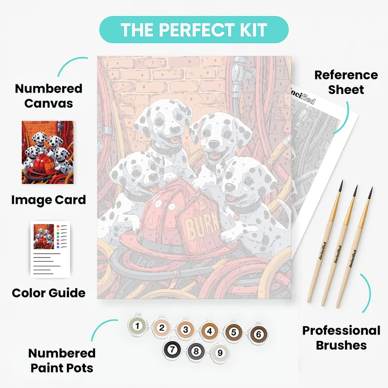 Dalmatian Firefighter Puppies - Paint by Numbers Kit
