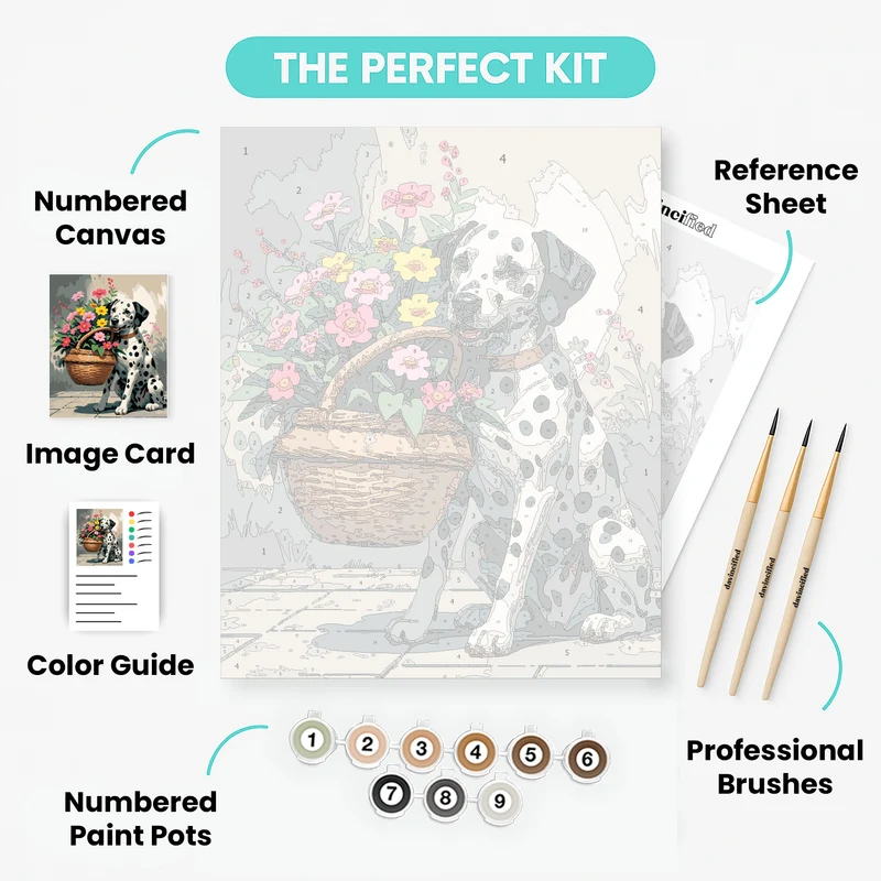 Dalmatian with Flower Basket - Paint by Numbers Kit