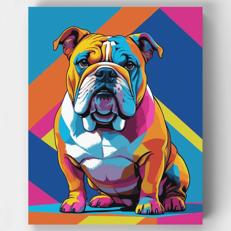 Colorful Pop Art Bulldog - Paint by Numbers Kit