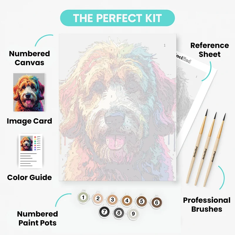 Rainbow Goldendoodle - Paint by Numbers Kit