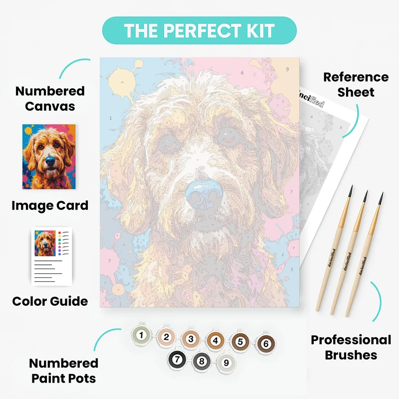 Vibrant Goldendoodle Portrait - Paint by Numbers Kit