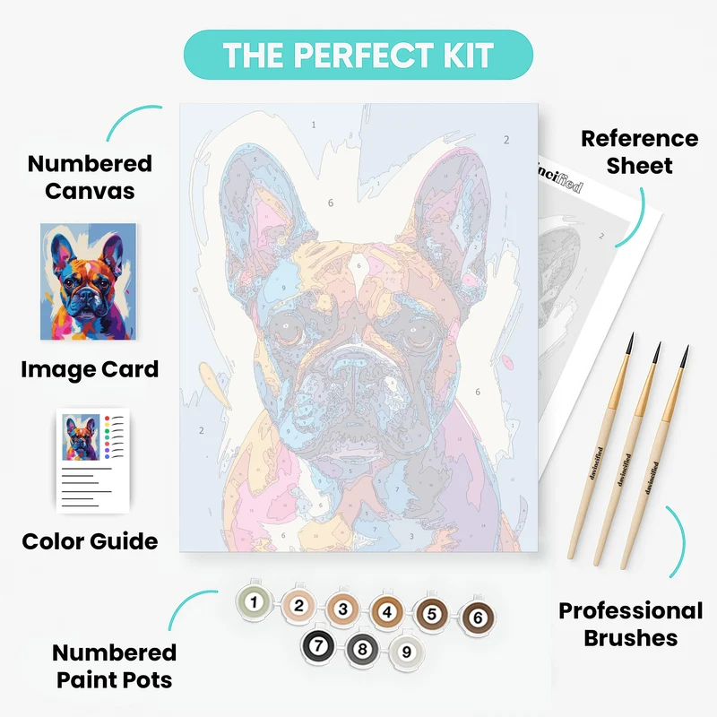 Vibrant French Bulldog Portrait - Paint by Numbers Kit