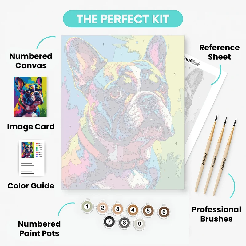 Vibrant French Bulldog Pop Art - Paint by Numbers Kit