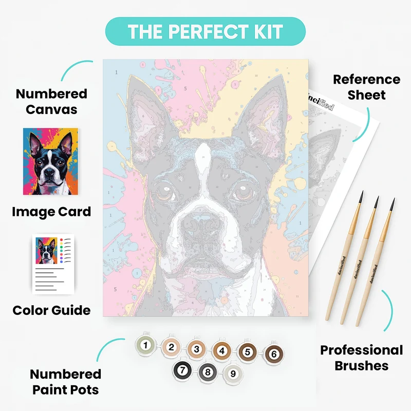 Vibrant Boston Terrier Pop Art - Paint by Numbers Kit