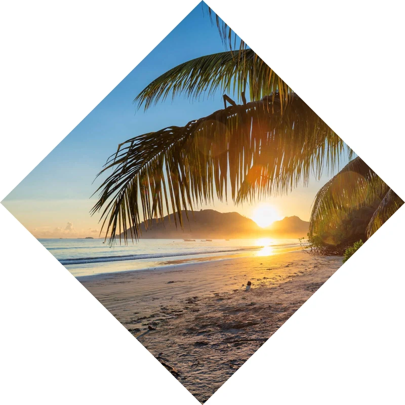 Leinwandbild Atemberaubender Strand Sonnenuntergang Raute