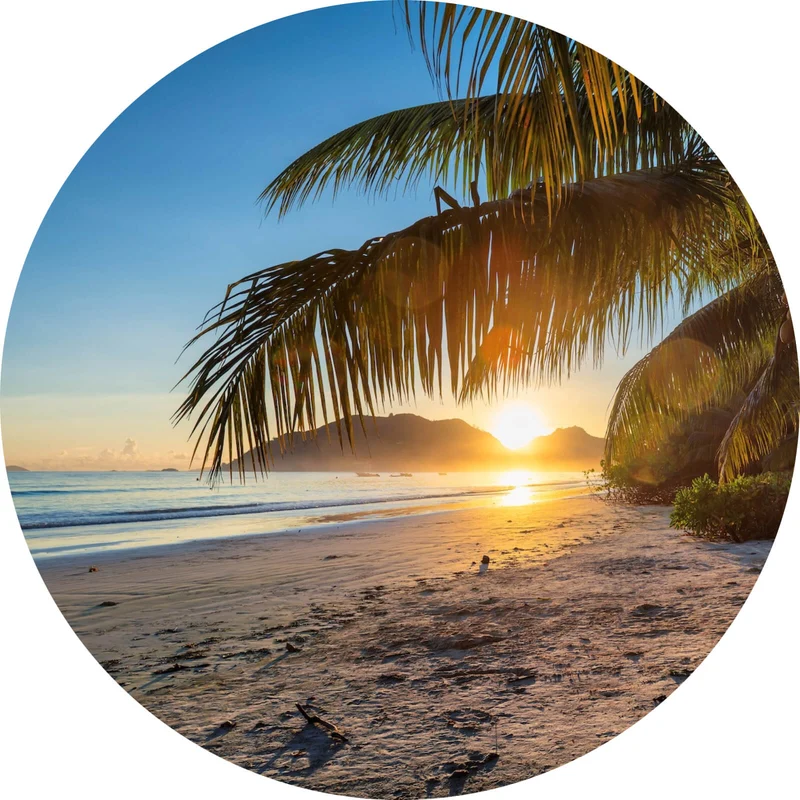 Aluminiumbild gebürstet Atemberaubender Strand Sonnenuntergang Kreis