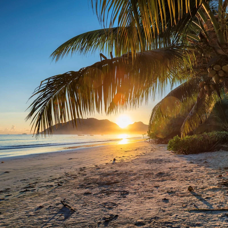 Spannrahmenbild Atemberaubender Strand Sonnenuntergang Quadrat