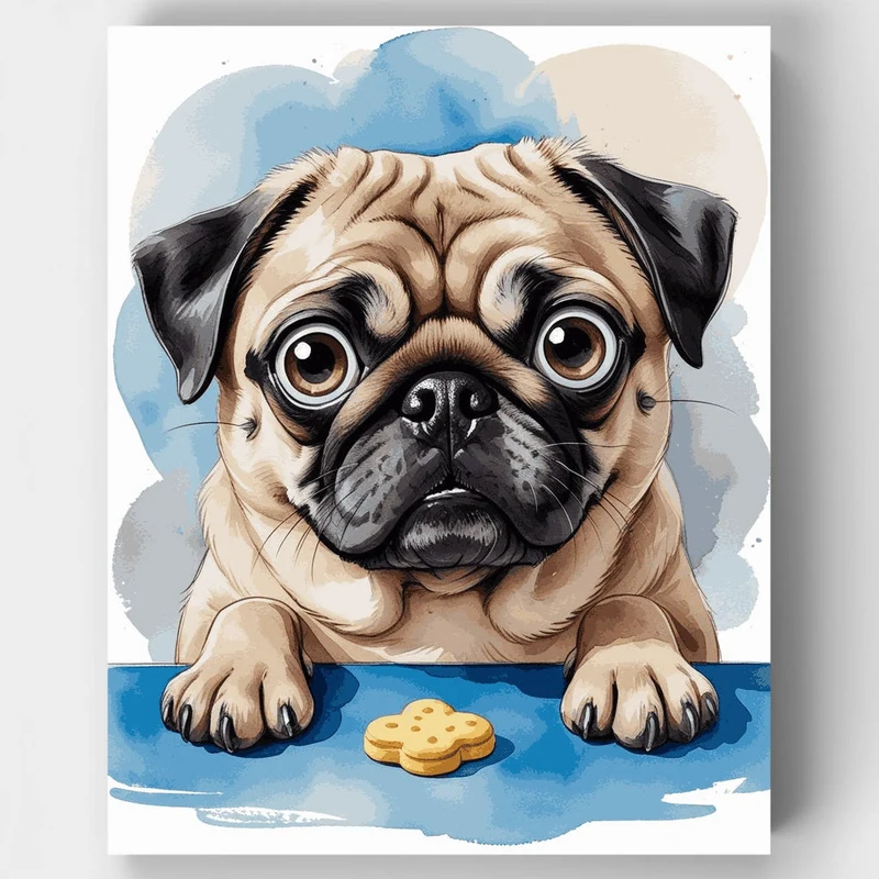 Charming Pug Awaiting Treat - Paint by Numbers Kit