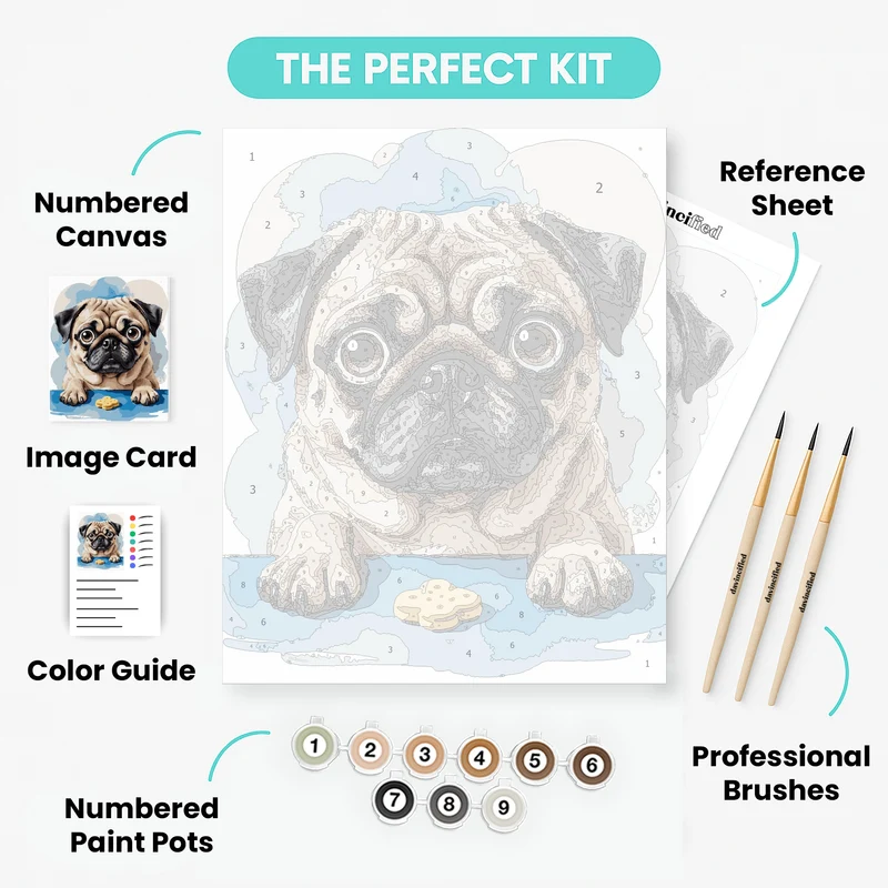 Charming Pug Awaiting Treat - Paint by Numbers Kit