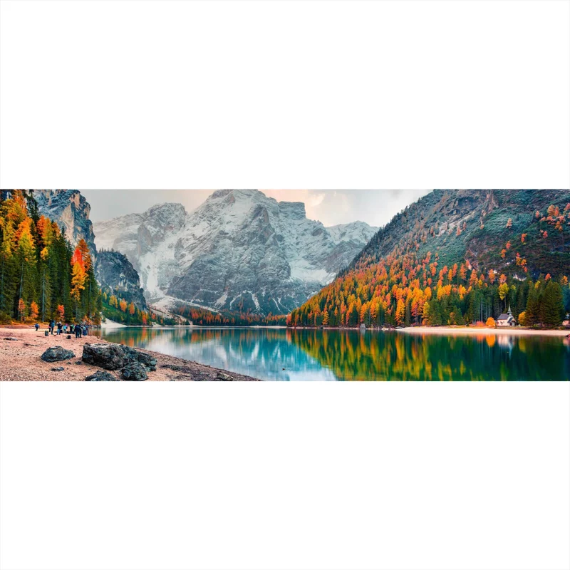 Poster Berglandschaft mit Spiegelung im See Panorama