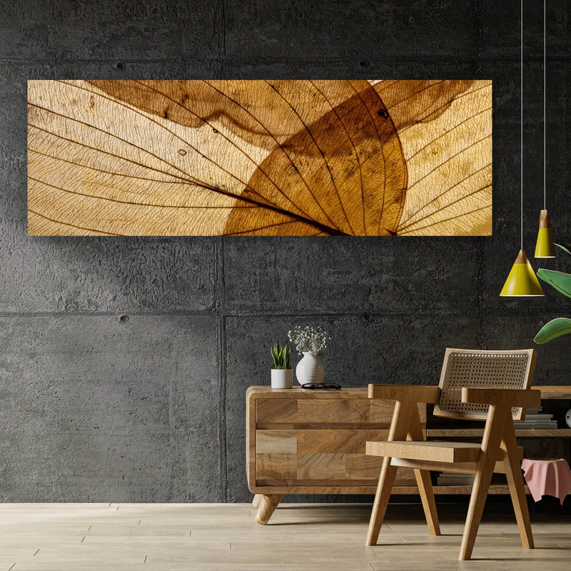 Acrylglasbild Edle Blattstruktur im Herbst Panorama