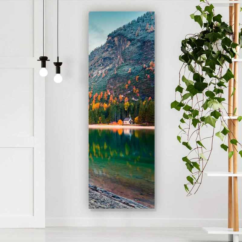 Acrylglasbild Berglandschaft mit Spiegelung im See Panorama Hoch