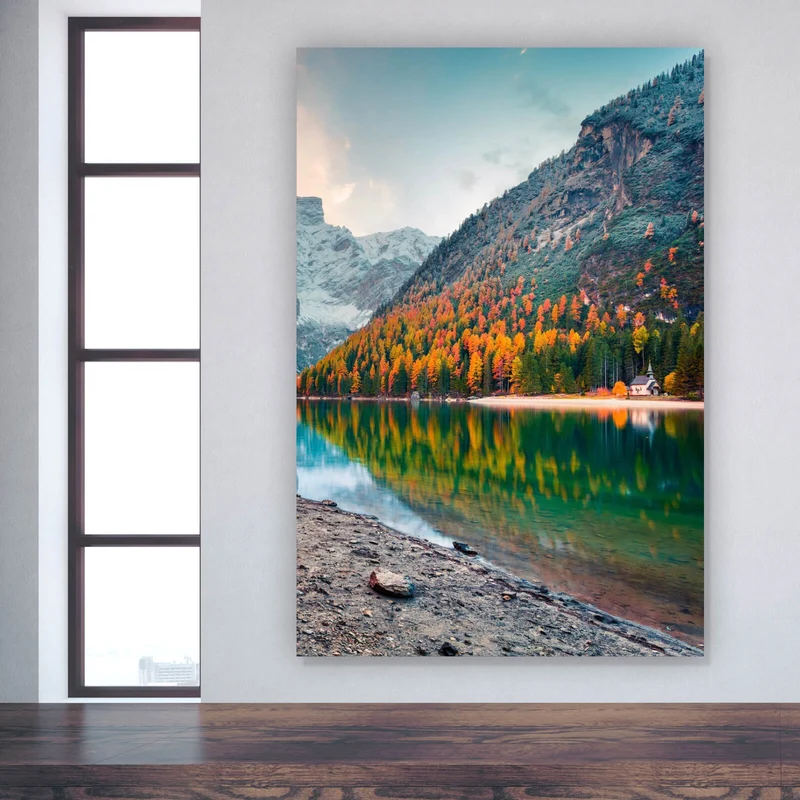 Acrylglasbild Berglandschaft mit Spiegelung im See Hochformat