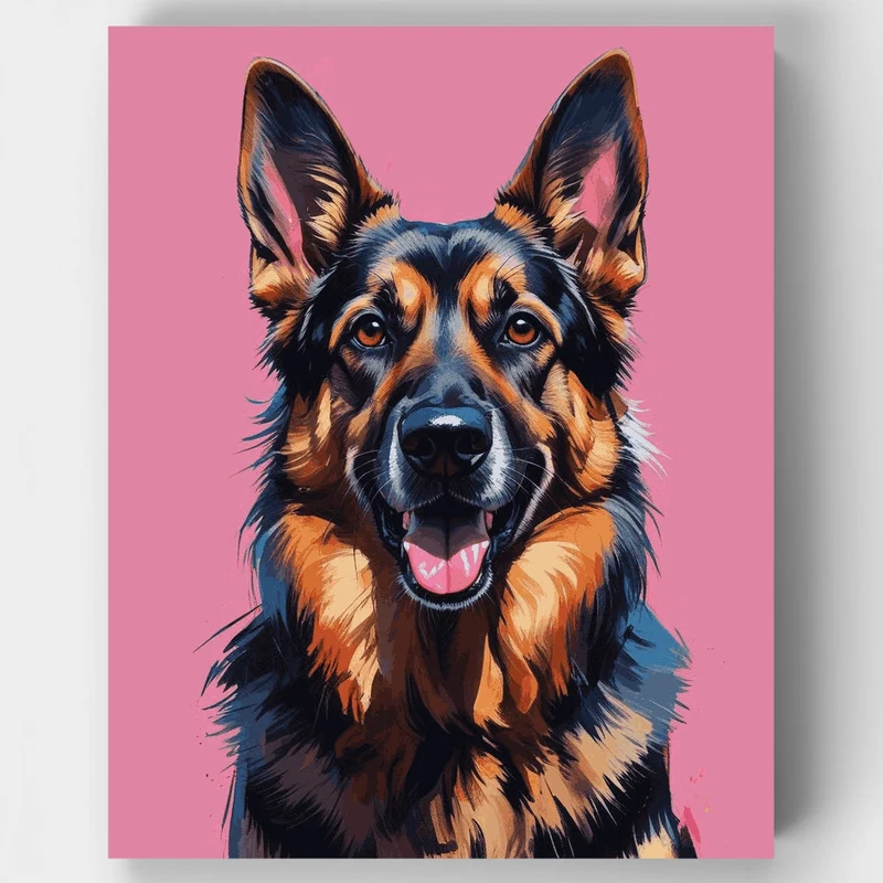 German Shepherd Pop Art Portrait - Paint by Numbers Kit