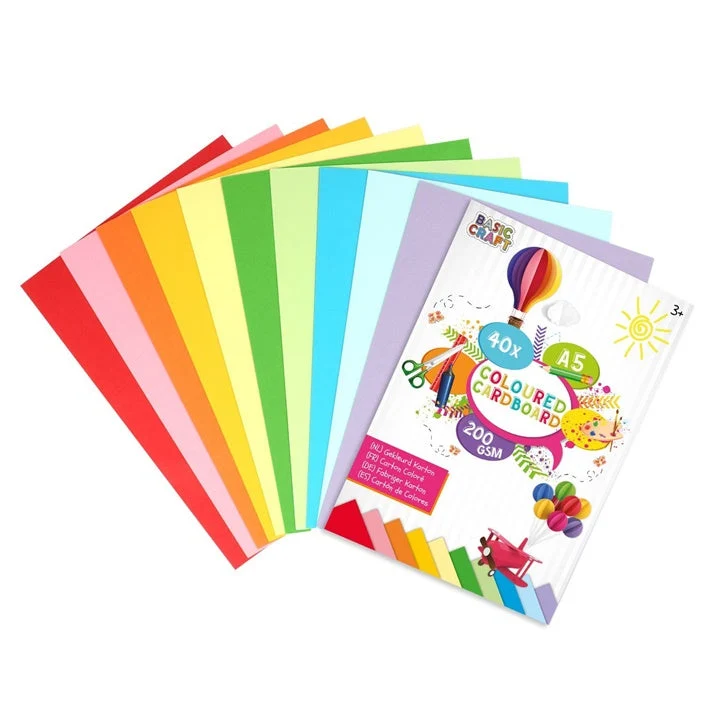 Colored Cardboard Sheets A5 - Set of 40