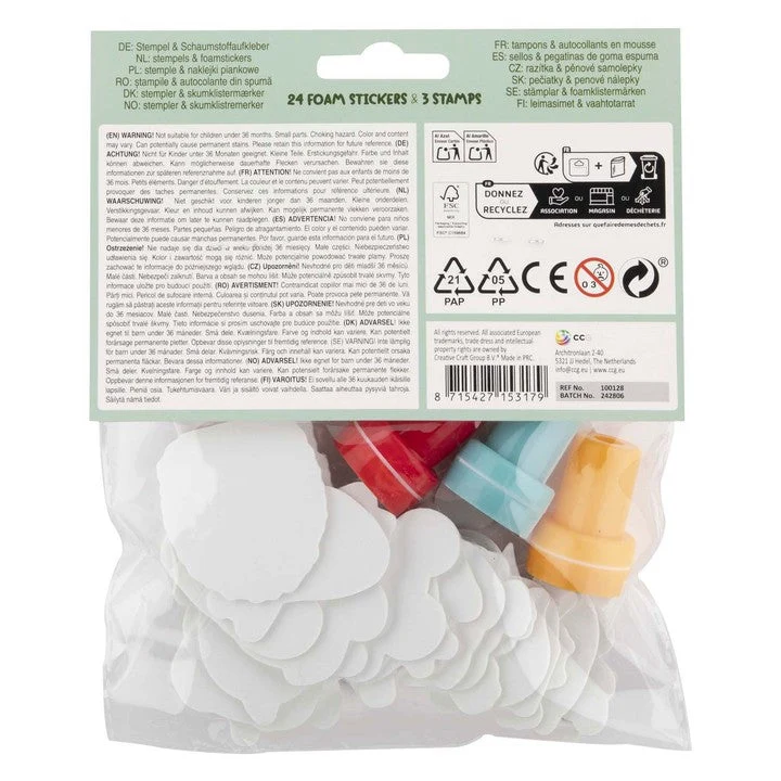 Moxy Set of 3 Self-Adhesive Stamps and Foam Stickers for Animals