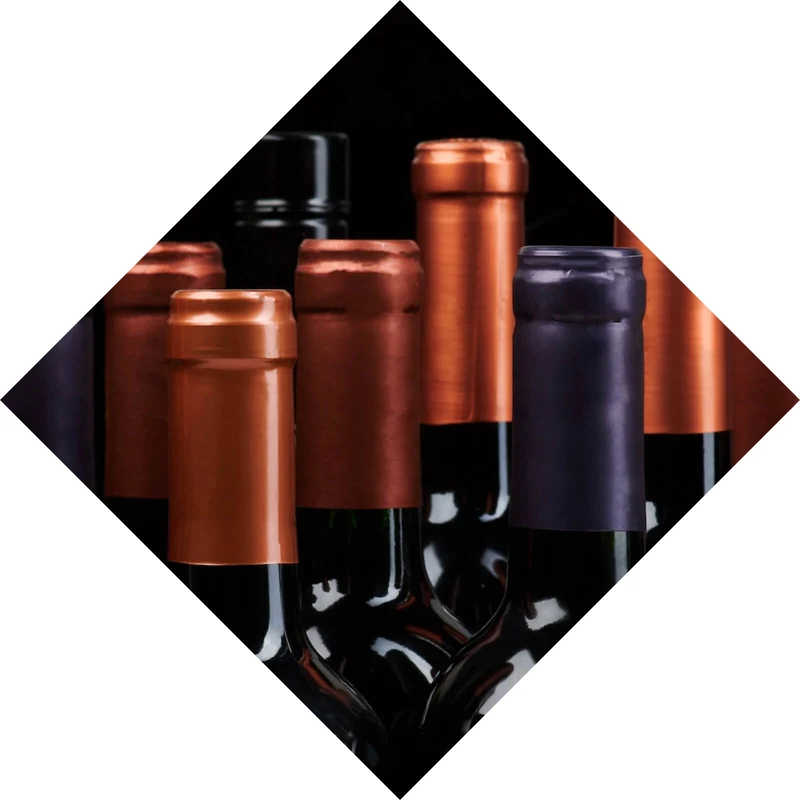 Aluminiumbild Edle Weinflaschen Raute
