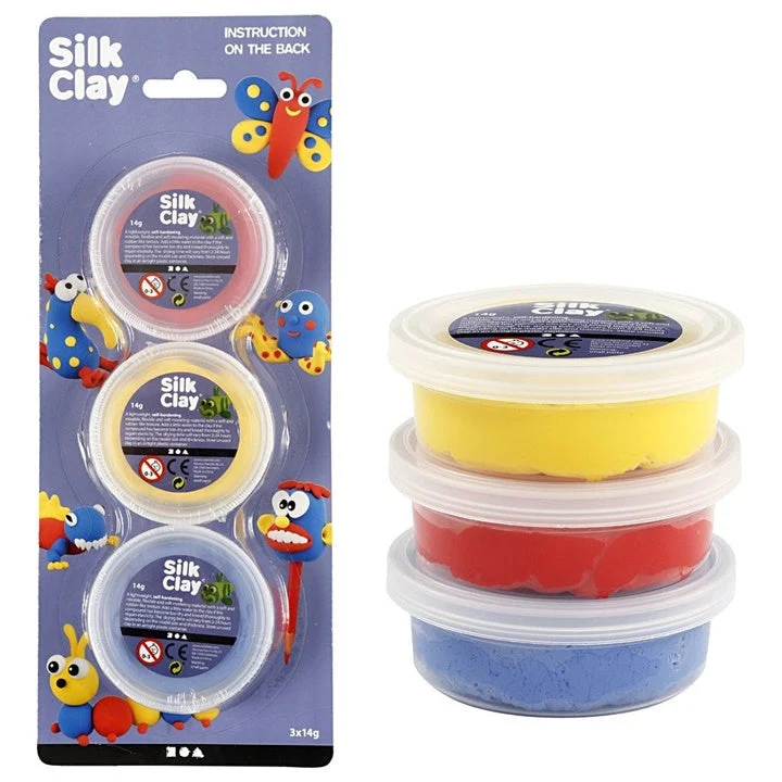 Silk Clay Modeling Clay, Yellow, Blue, Red