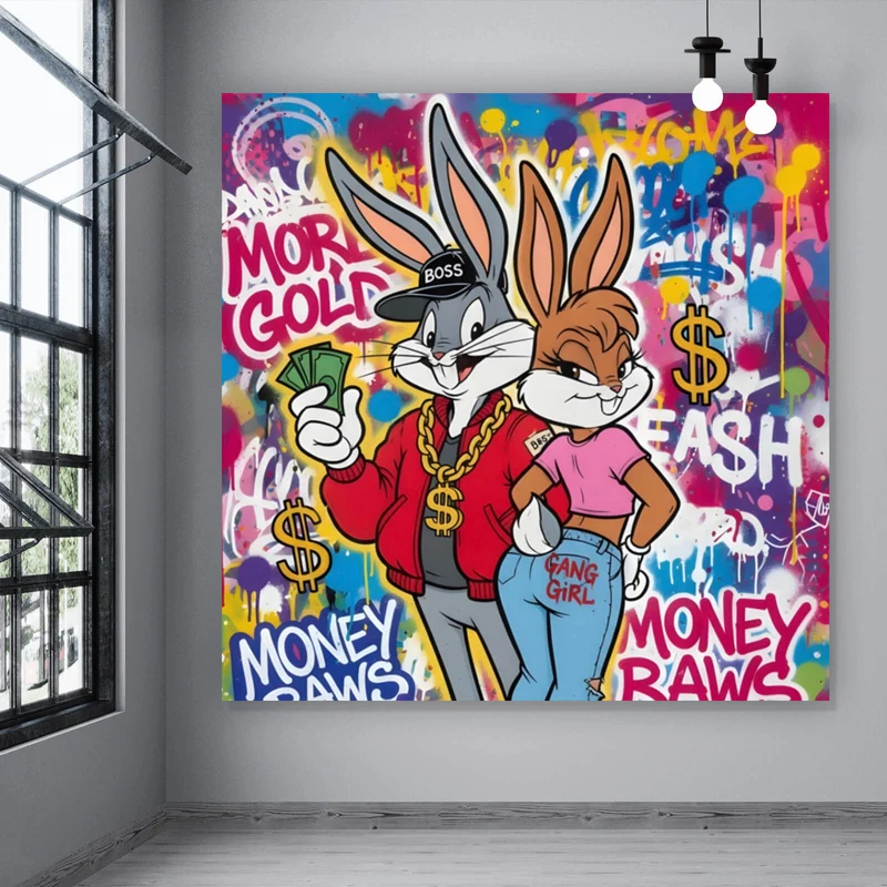 Leinwandbild Reiche Hasengang Graffiti Quadrat