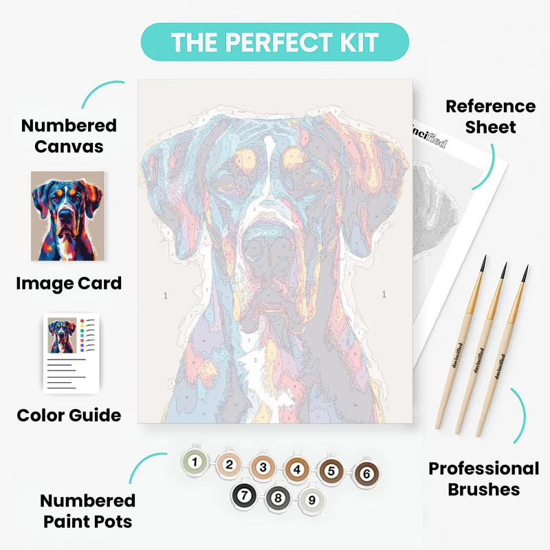 Vibrant Great Dane Portrait - Paint by Numbers Kit
