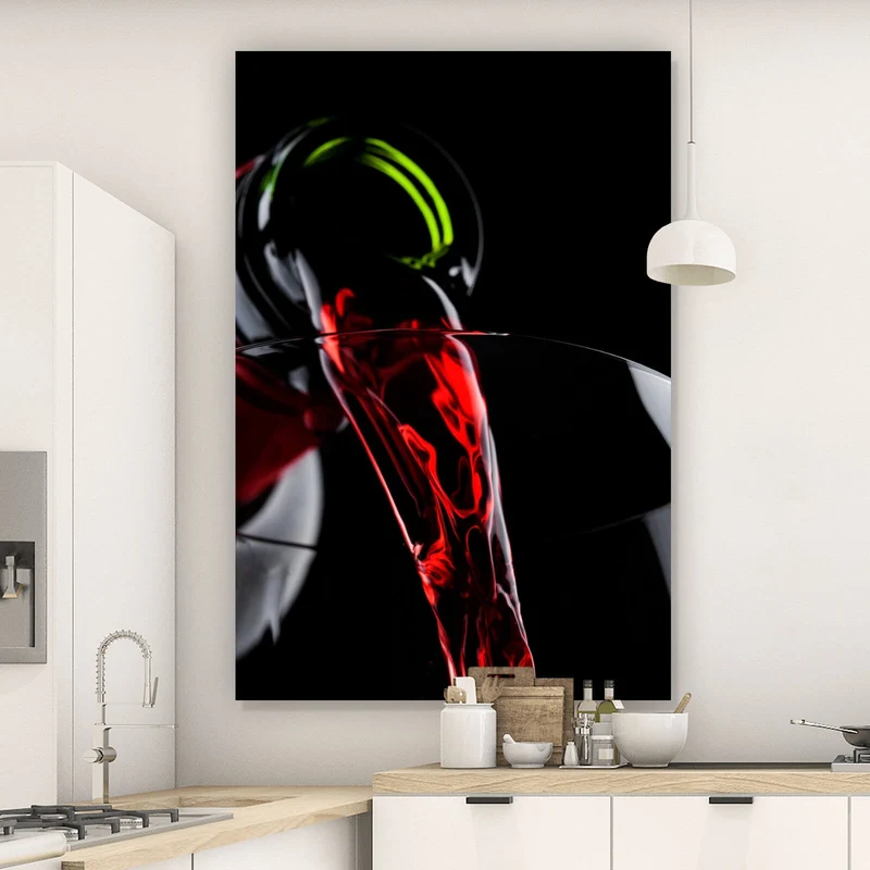 Acrylglasbild Edler Wein fließt ins Glas Hochformat