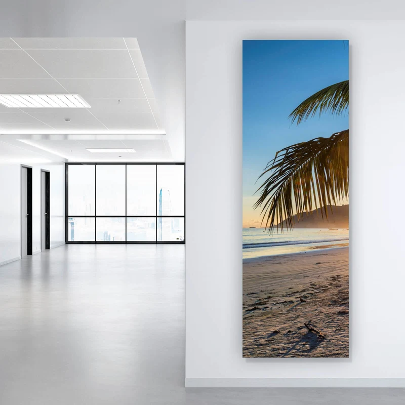 Aluminiumbild Atemberaubender Strand Sonnenuntergang Panorama Hoch