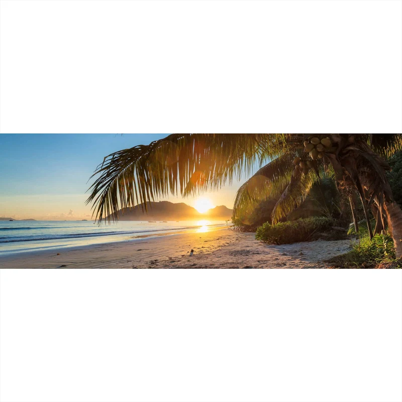 Aluminiumbild Atemberaubender Strand Sonnenuntergang Panorama