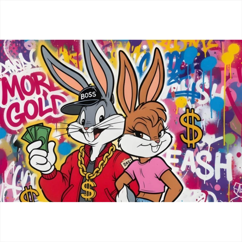 Leinwandbild Reiche Hasengang Graffiti Querformat