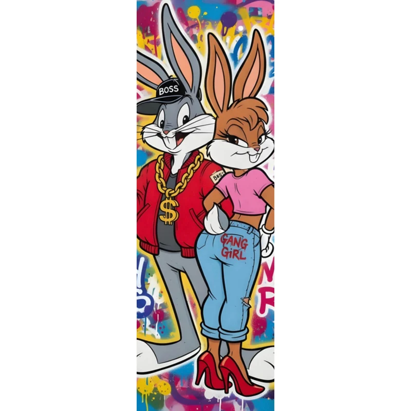 Poster Reiche Hasengang Graffiti Panorama Hoch
