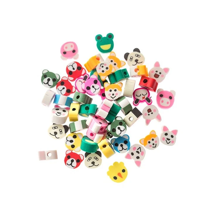 Colored Polymer Clay Beads, Animals, 1 cm, 48 pcs