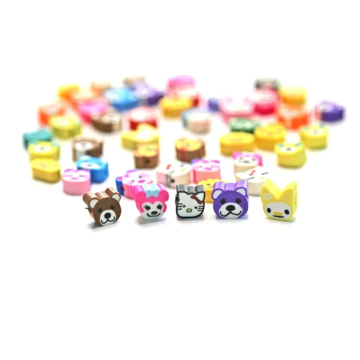 Colored Polymer Clay Beads, Animals, 1 cm, 48 pcs
