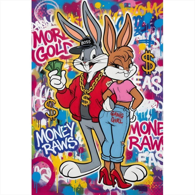 Acrylglasbild Reiche Hasengang Graffiti Hochformat
