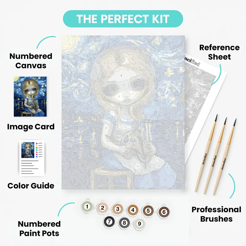 Alice in a Van Gogh Nocturne - Paint by Numbers Kit