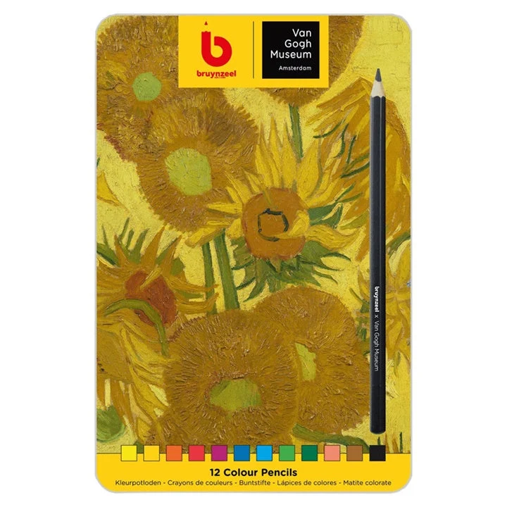 bruynzeel Van Gogh Museum Colored Pencils, Sunflowers, in Tin, Set of 12