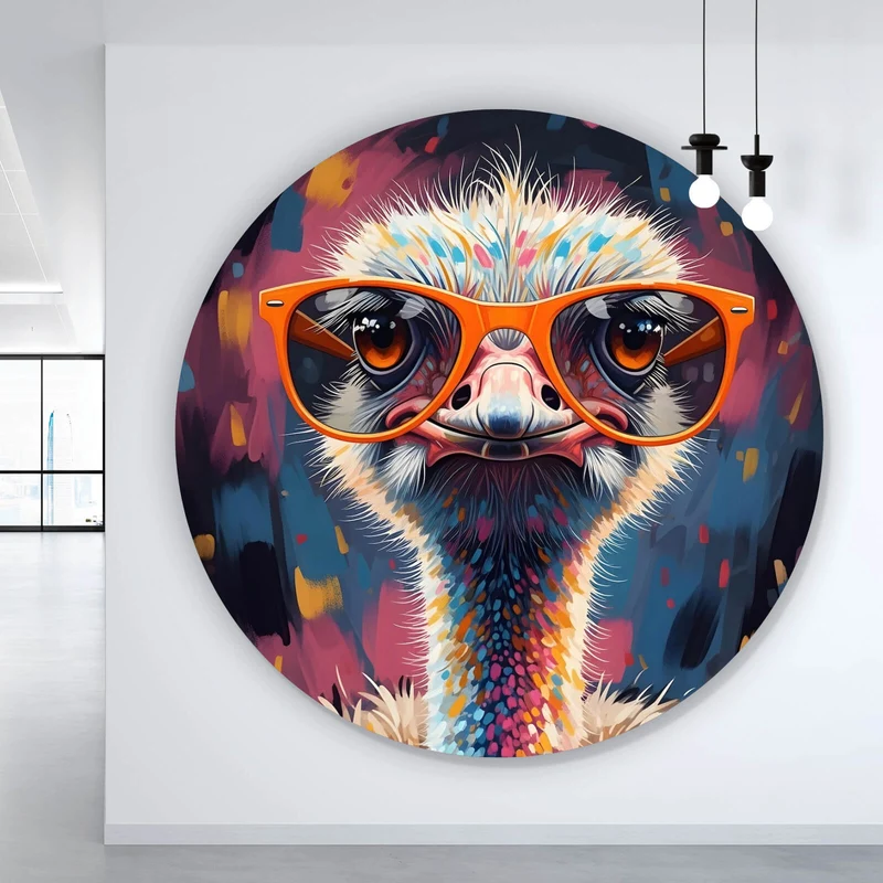 Aluminiumbild gebürstet Stylischer Strauß mit Sonnenbrille Kreis