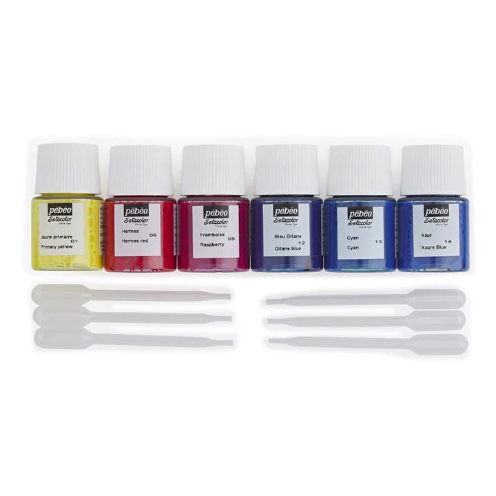 Pebeo Setacolor Fabric Paints for Light Fabrics, Set of 6 x 20 ml