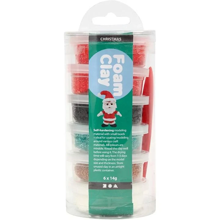 Foam Clay Christmas Modeling Clay, Set of 6 x 14 g