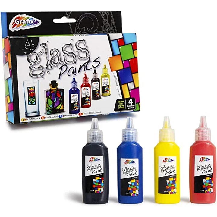 Grafix Glass Paints for Kids, Set of 4