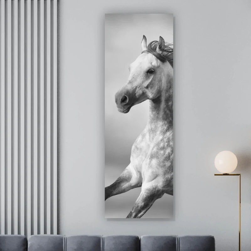 Poster Majestätisches Pferdeportrait in Bewegung Panorama Hoch