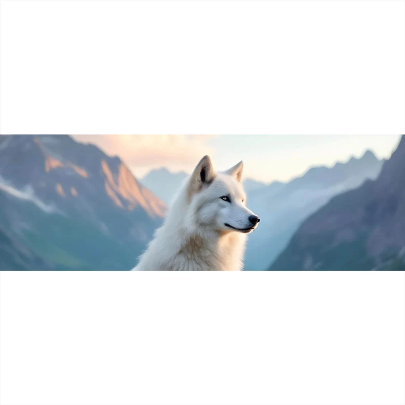 Leinwandbild Wolf majestätisch mit Berglandschaft Panorama