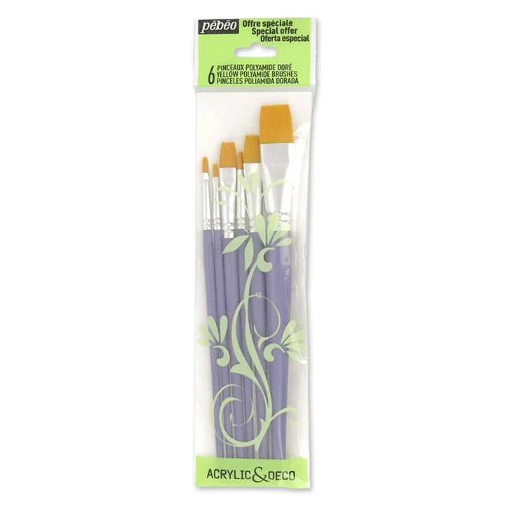 Pebeo Synthetic Brushes, Set of 6