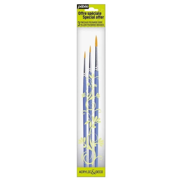 Pebeo Synthetic Brushes, Set of 3