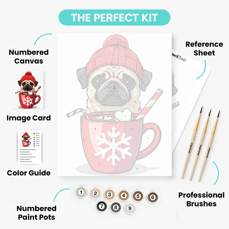 Cozy Pug in a Winter Mug - Paint by Numbers Kit