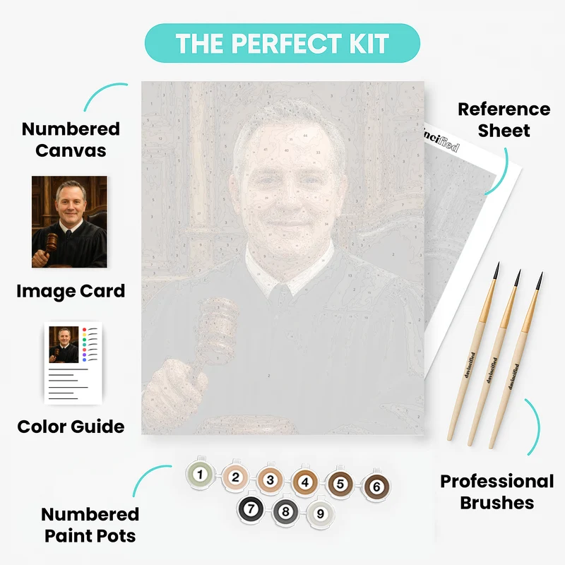 Dignified Judge in Courtroom - Custom Paint by Numbers Kit