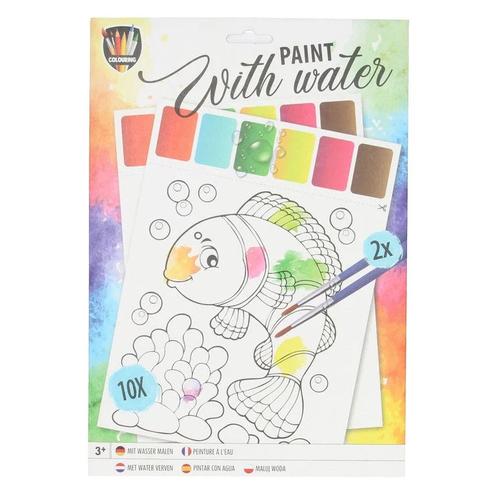 Water Painting Set, 10 Sheets + 2 Brushes