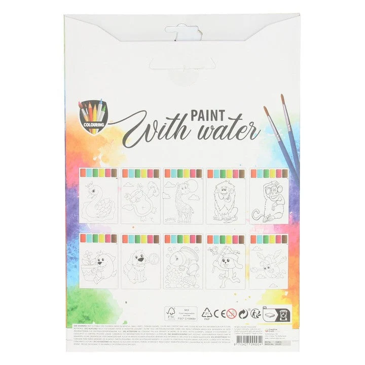 Water Painting Set, 10 Sheets + 2 Brushes