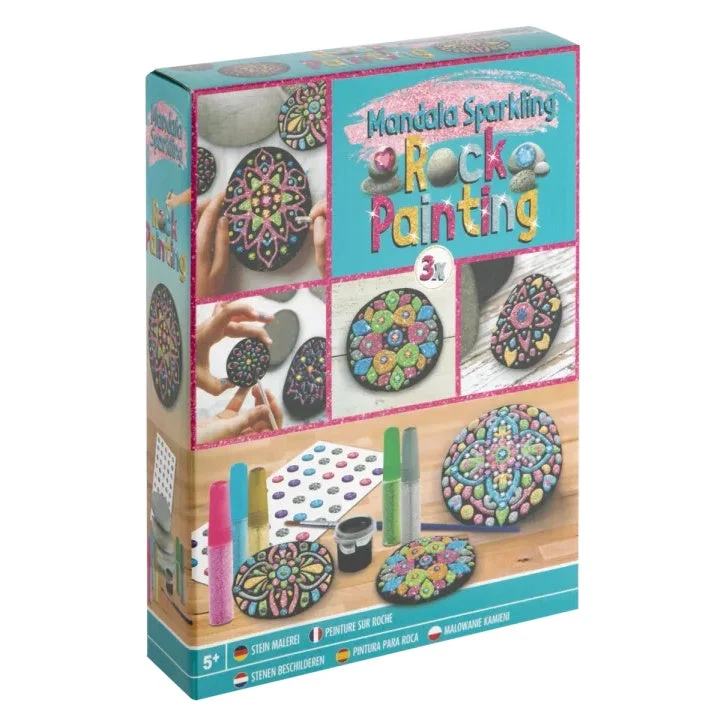 Mandala Painting Set - 3 Stones and Glitter Paints